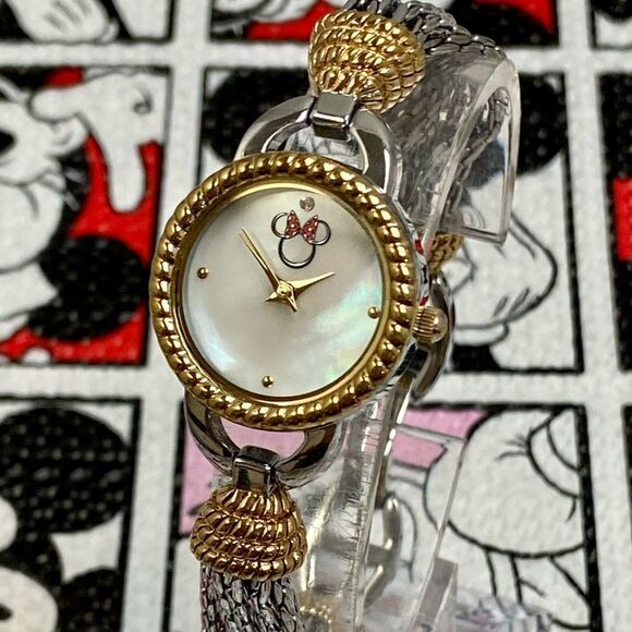 Disney Parks Minnie Mouse Two-Tone Bracelet Watch Mother of Pearl Dial main image 9